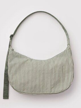 Baggu Large Sage Stripe Crescent Bag NWT
